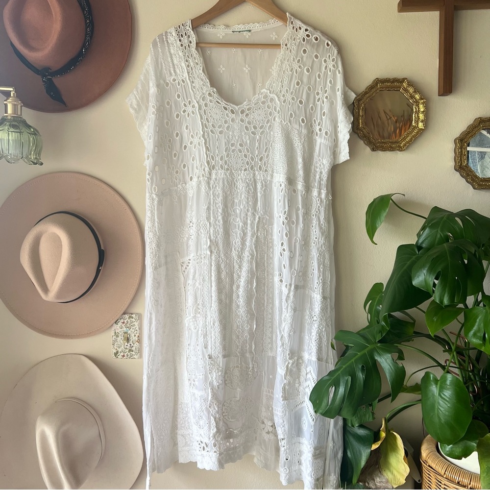 Johnny Was White Casual Midi Sundress